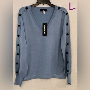 Karl Lagerfeld Light Blue Sweater with Black Buttons